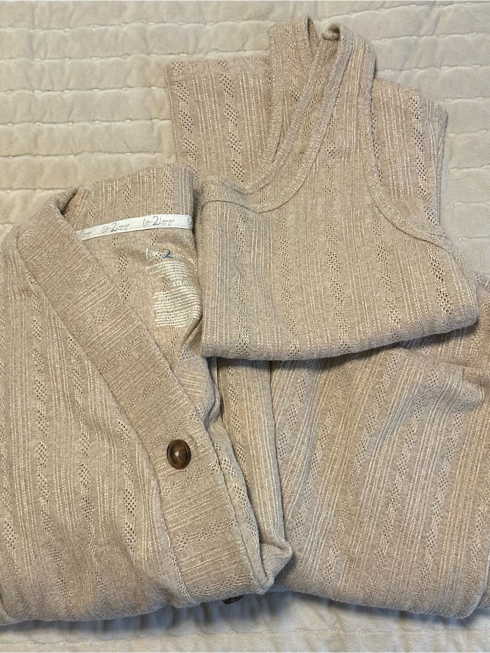Cozy Neutral Knit Cardigan & Tank Set - Beige